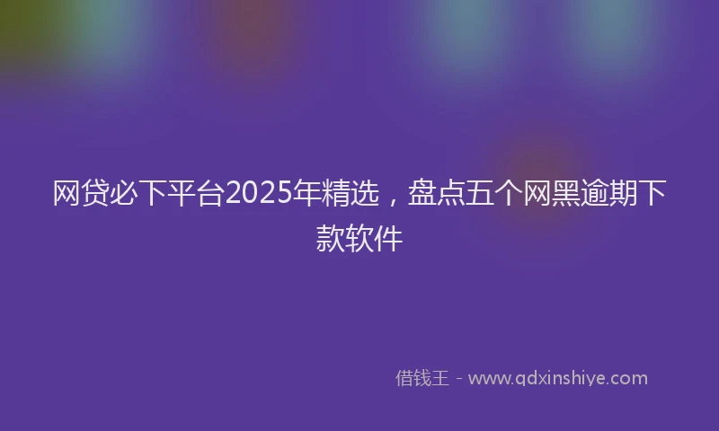 网贷必下平台2025年精选，盘点五个网黑逾期下款软件