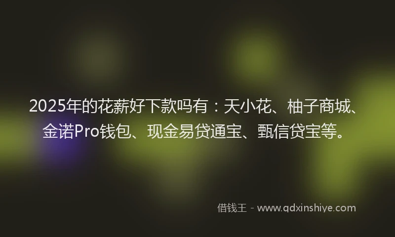2025年的花薪好下款吗有：天小花、柚子商城、金诺Pro钱包、现金易贷通宝、甄信贷宝等。