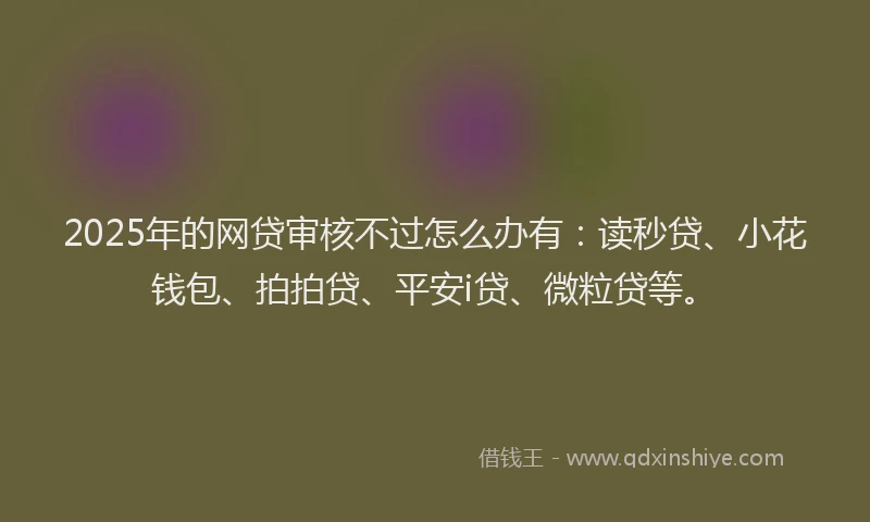 2025年的网贷审核不过怎么办有：读秒贷、小花钱包、拍拍贷、平安i贷、微粒贷等。