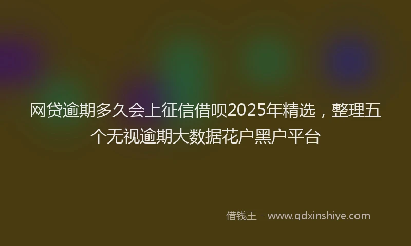 网贷逾期多久会上征信借呗2025年精选，整理五个无视逾期大数据花户黑户平台