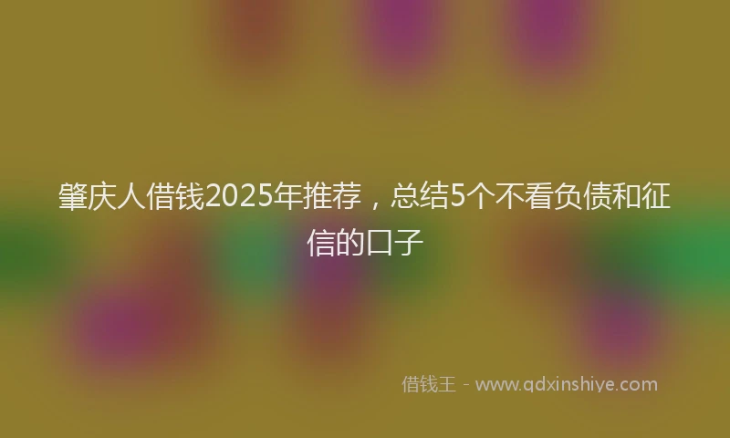 肇庆人借钱2025年推荐，总结5个不看负债和征信的口子