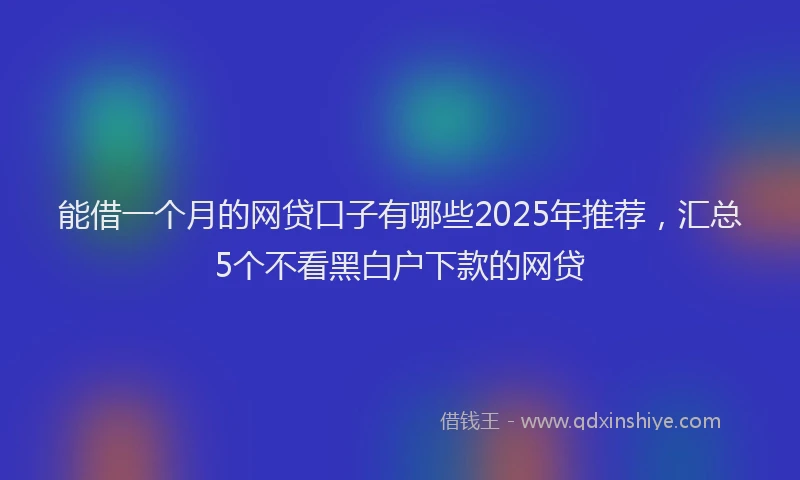 能借一个月的网贷口子有哪些2025年推荐，汇总5个不看黑白户下款的网贷