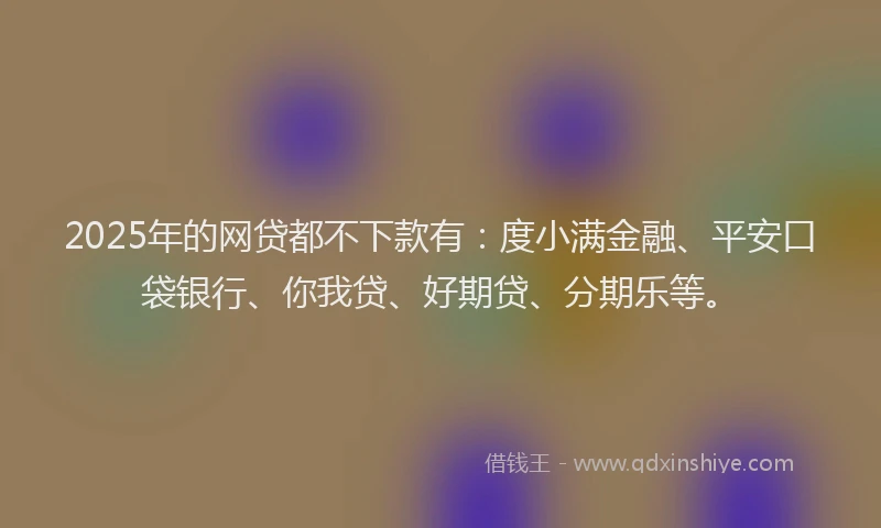 2025年的网贷都不下款有：度小满金融、平安口袋银行、你我贷、好期贷、分期乐等。