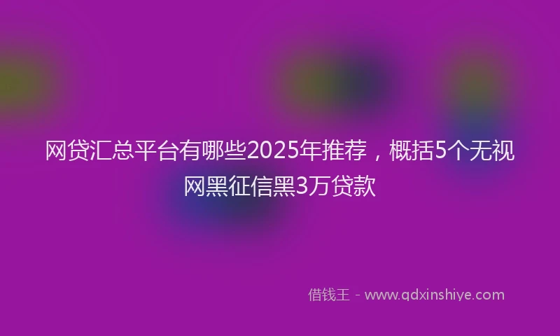 网贷汇总平台有哪些2025年推荐，概括5个无视网黑征信黑3万贷款