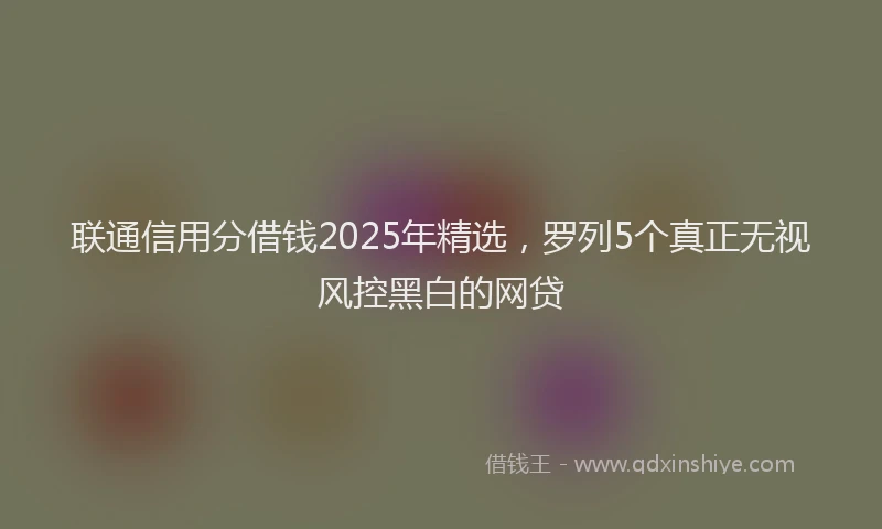联通信用分借钱2025年精选，罗列5个真正无视风控黑白的网贷
