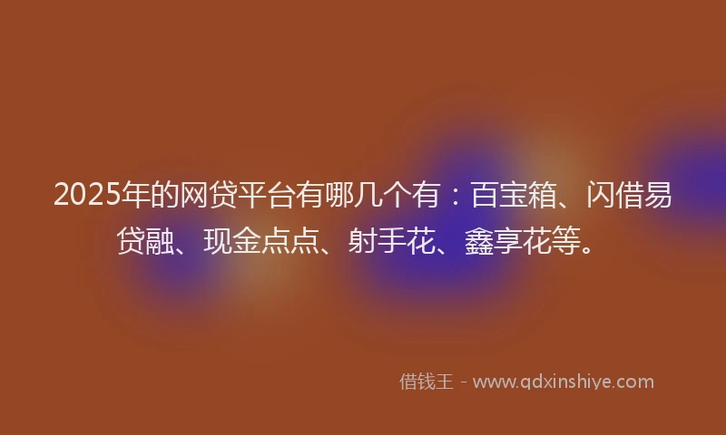 2025年的网贷平台有哪几个有：百宝箱、闪借易贷融、现金点点、射手花、鑫享花等。