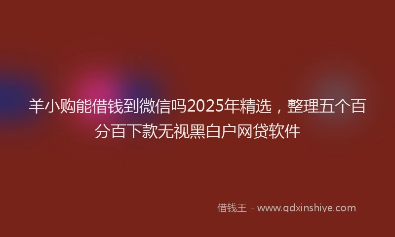 羊小购能借钱到微信吗2025年精选，整理五个百分百下款无视黑白户网贷软件