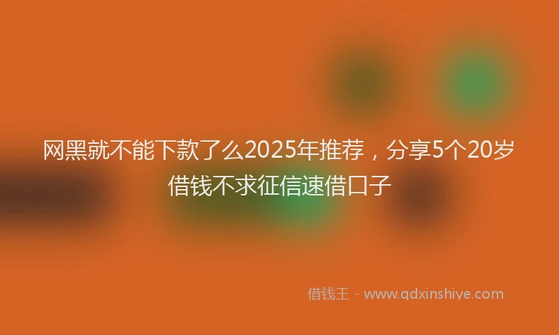 网黑就不能下款了么2025年推荐，分享5个20岁借钱不求征信速借口子