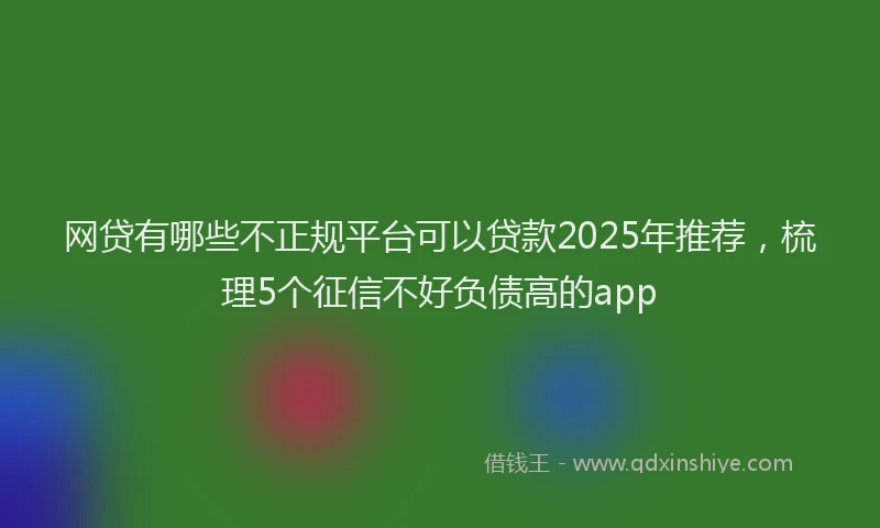 网贷有哪些不正规平台可以贷款2025年推荐，梳理5个征信不好负债高的app