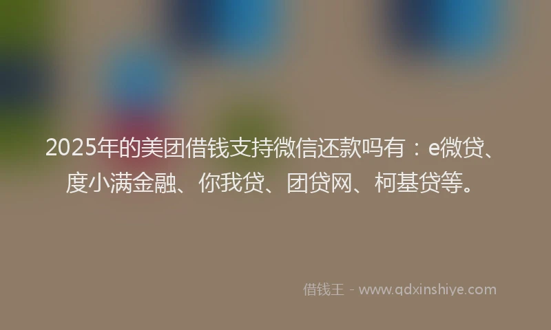 2025年的美团借钱支持微信还款吗有：e微贷、度小满金融、你我贷、团贷网、柯基贷等。