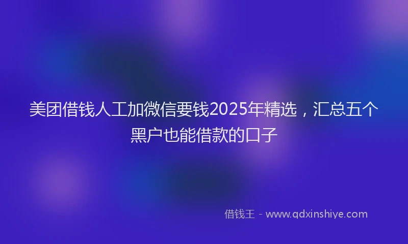 美团借钱人工加微信要钱2025年精选，汇总五个黑户也能借款的口子
