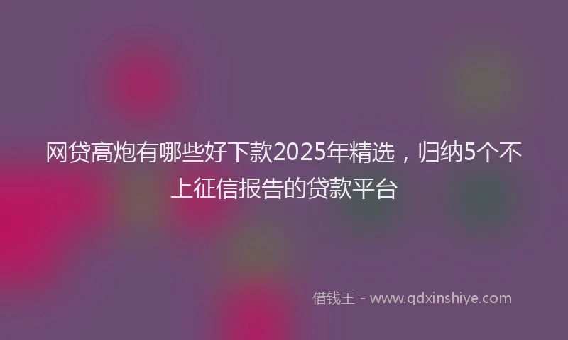 网贷高炮有哪些好下款2025年精选，归纳5个不上征信报告的贷款平台