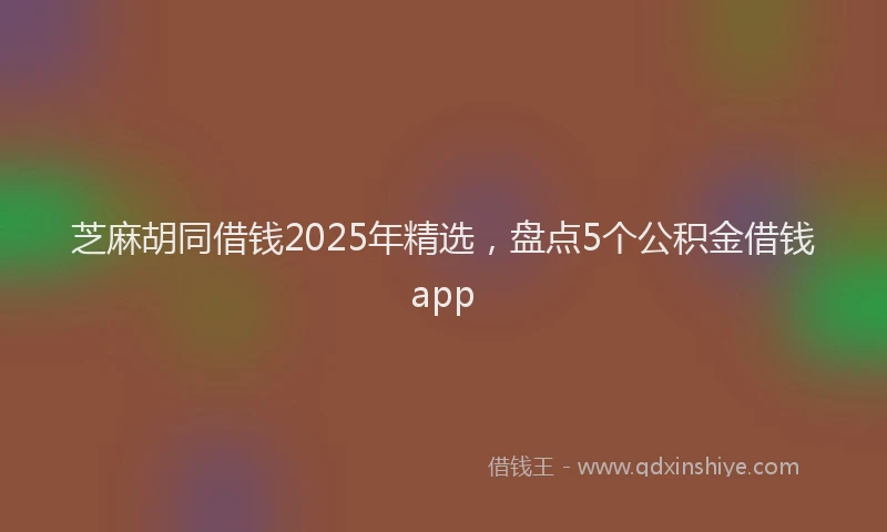 芝麻胡同借钱2025年精选，盘点5个公积金借钱app