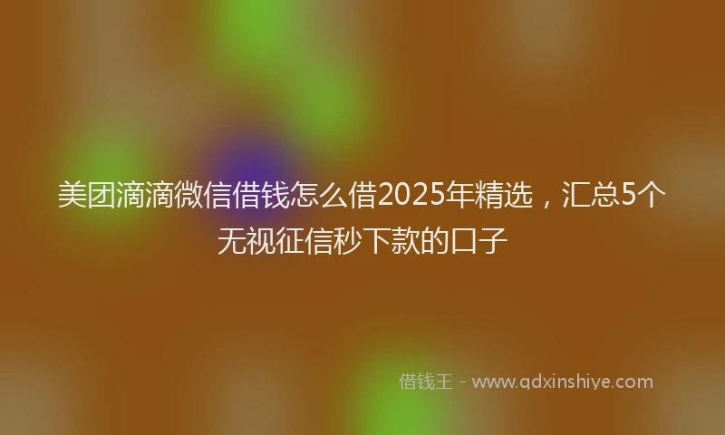 美团滴滴微信借钱怎么借2025年精选，汇总5个无视征信秒下款的口子