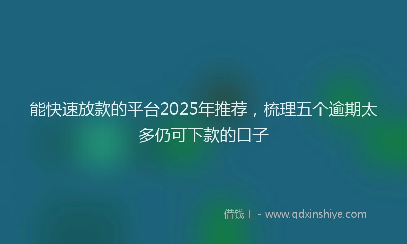 能快速放款的平台2025年推荐，梳理五个逾期太多仍可下款的口子