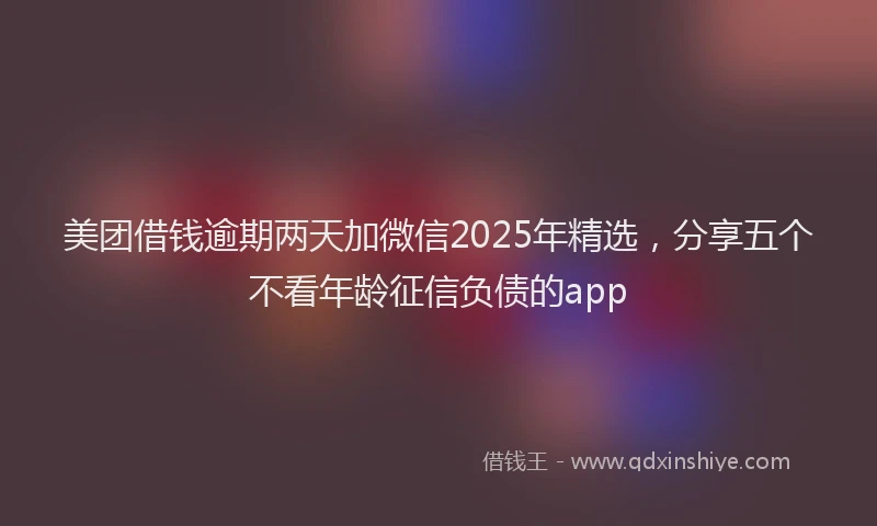 美团借钱逾期两天加微信2025年精选，分享五个不看年龄征信负债的app