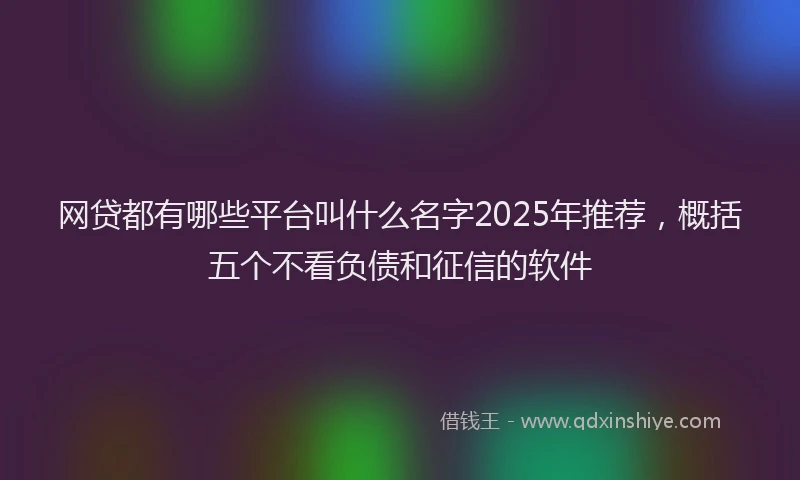 网贷都有哪些平台叫什么名字2025年推荐，概括五个不看负债和征信的软件