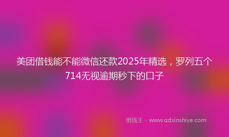 美团借钱能不能微信还款2025年精选，罗列五个714无视逾期秒下的口子