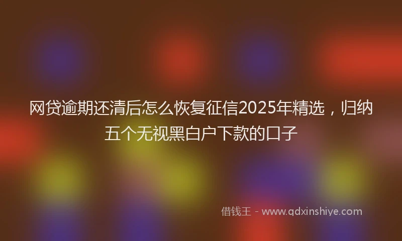 网贷逾期还清后怎么恢复征信2025年精选，归纳五个无视黑白户下款的口子