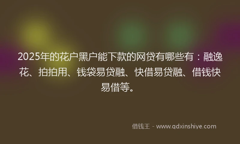 2025年的花户黑户能下款的网贷有哪些有：融逸花、拍拍用、钱袋易贷融、快借易贷融、借钱快易借等。