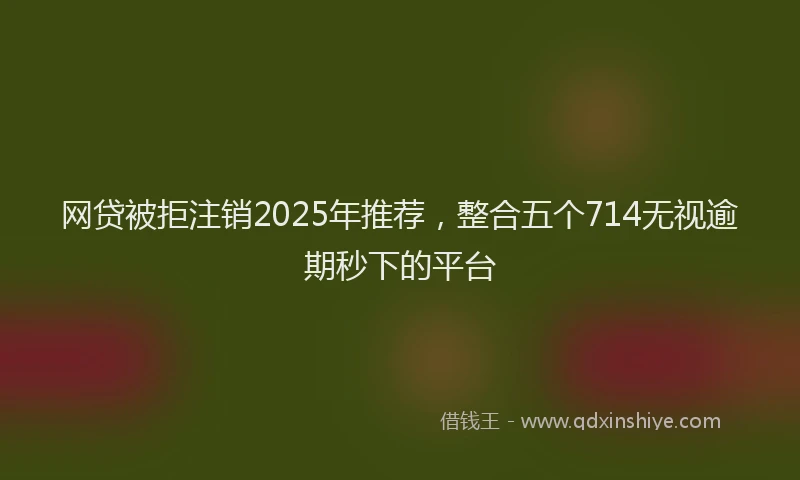 网贷被拒注销2025年推荐，整合五个714无视逾期秒下的平台