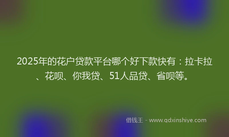 2025年的花户贷款平台哪个好下款快有：拉卡拉、花呗、你我贷、51人品贷、省呗等。