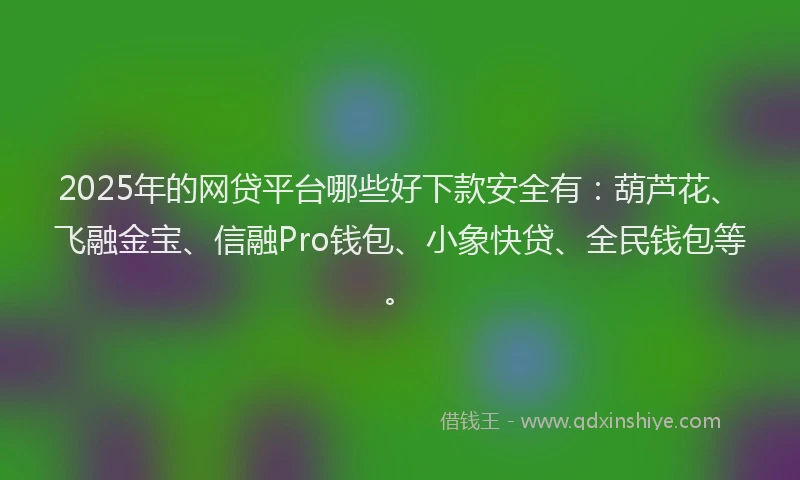 2025年的网贷平台哪些好下款安全有：葫芦花、飞融金宝、信融Pro钱包、小象快贷、全民钱包等。