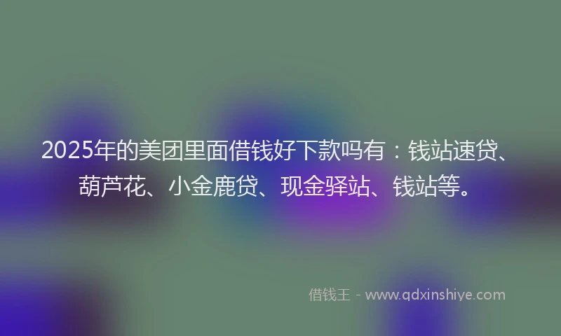 2025年的美团里面借钱好下款吗有：钱站速贷、葫芦花、小金鹿贷、现金驿站、钱站等。
