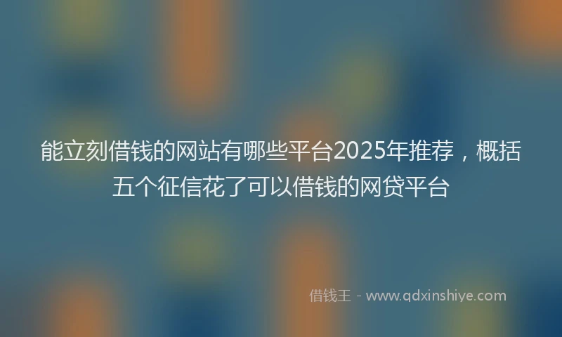 能立刻借钱的网站有哪些平台2025年推荐，概括五个征信花了可以借钱的网贷平台