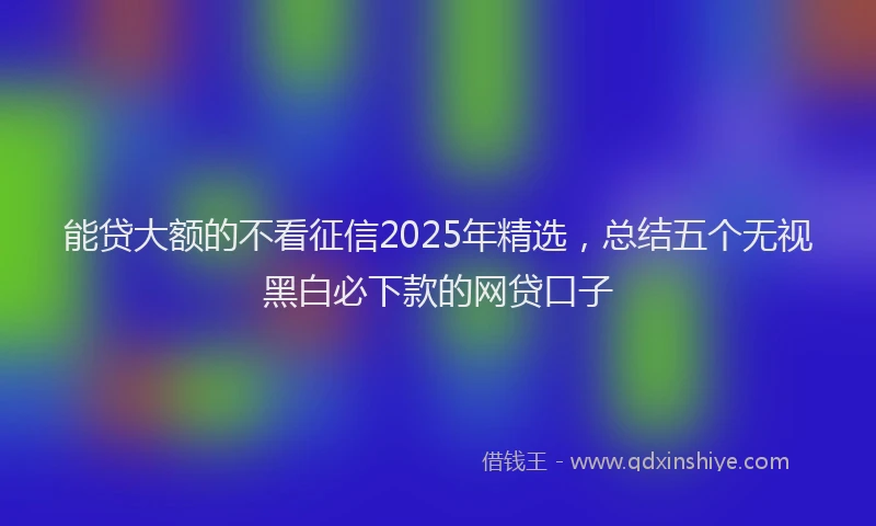 能贷大额的不看征信2025年精选，总结五个无视黑白必下款的网贷口子