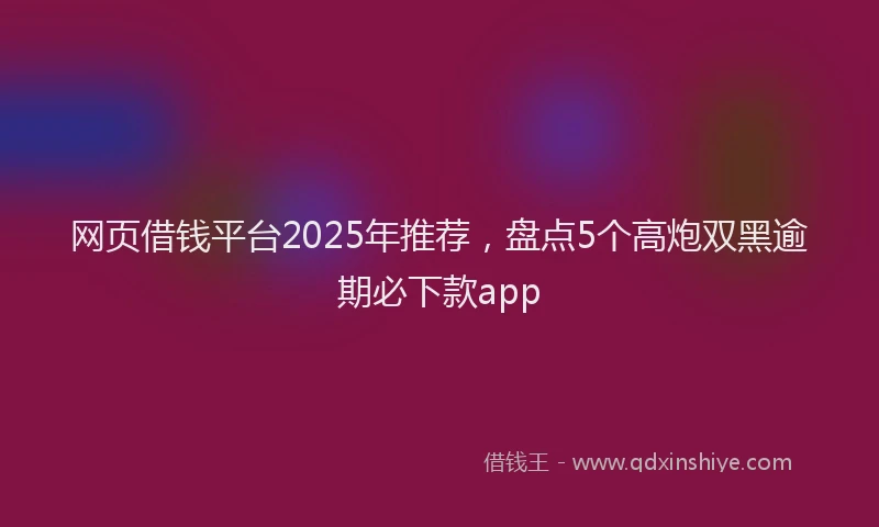 网页借钱平台2025年推荐，盘点5个高炮双黑逾期必下款app
