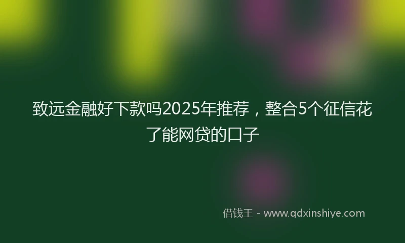 致远金融好下款吗2025年推荐，整合5个征信花了能网贷的口子