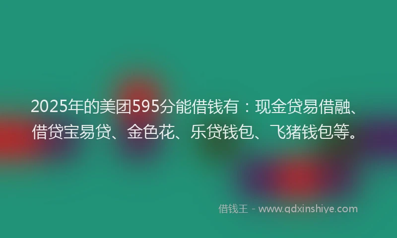 2025年的美团595分能借钱有：现金贷易借融、借贷宝易贷、金色花、乐贷钱包、飞猪钱包等。