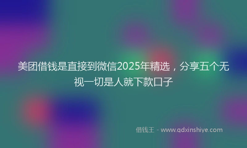 美团借钱是直接到微信2025年精选，分享五个无视一切是人就下款口子
