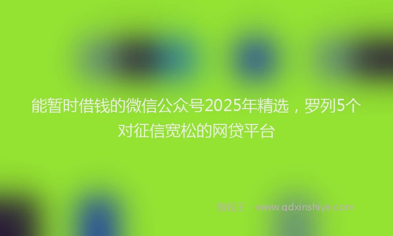 能暂时借钱的微信公众号2025年精选，罗列5个对征信宽松的网贷平台