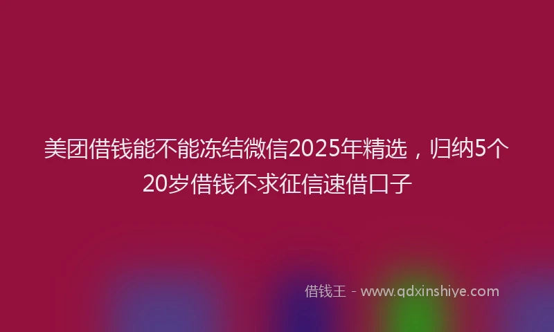 美团借钱能不能冻结微信2025年精选，归纳5个20岁借钱不求征信速借口子