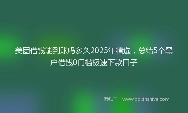 美团借钱能到账吗多久2025年精选，总结5个黑户借钱0门槛极速下款口子