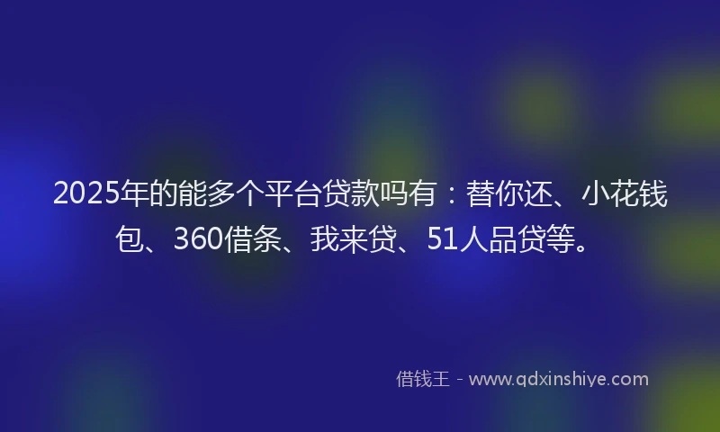 2025年的能多个平台贷款吗有：替你还、小花钱包、360借条、我来贷、51人品贷等。