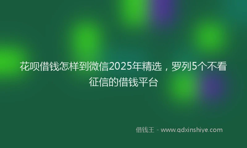 花呗借钱怎样到微信2025年精选，罗列5个不看征信的借钱平台