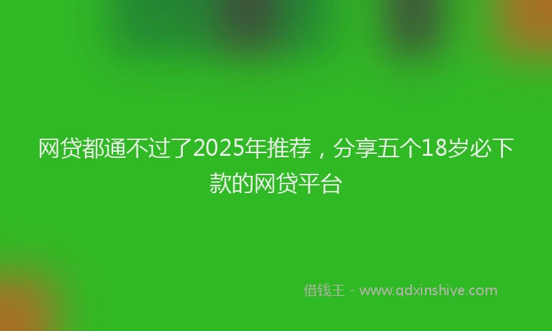 网贷都通不过了2025年推荐，分享五个18岁必下款的网贷平台