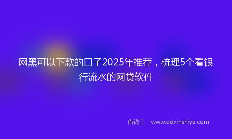 网黑可以下款的口子2025年推荐，梳理5个看银行流水的网贷软件