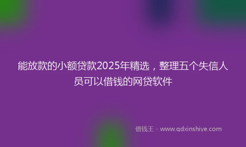 能放款的小额贷款2025年精选，整理五个失信人员可以借钱的网贷软件