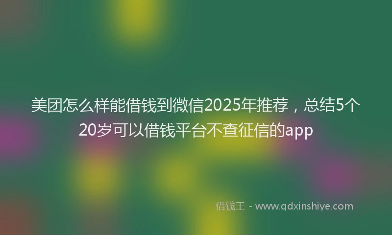 美团怎么样能借钱到微信2025年推荐，总结5个20岁可以借钱平台不查征信的app
