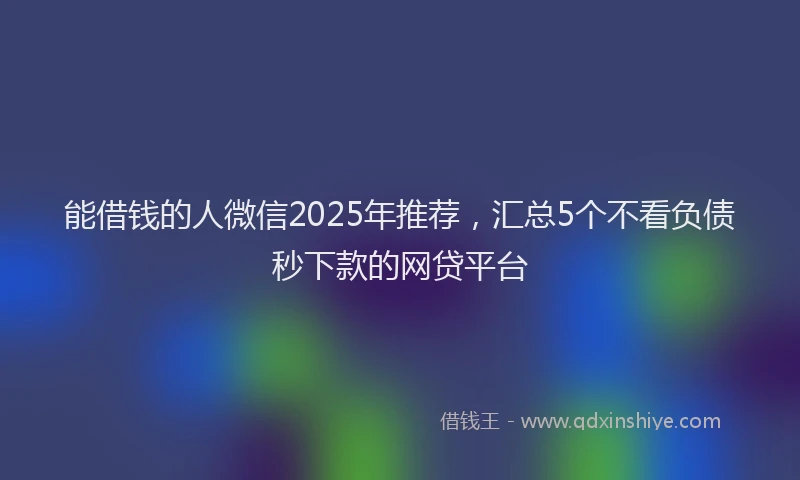 能借钱的人微信2025年推荐，汇总5个不看负债秒下款的网贷平台