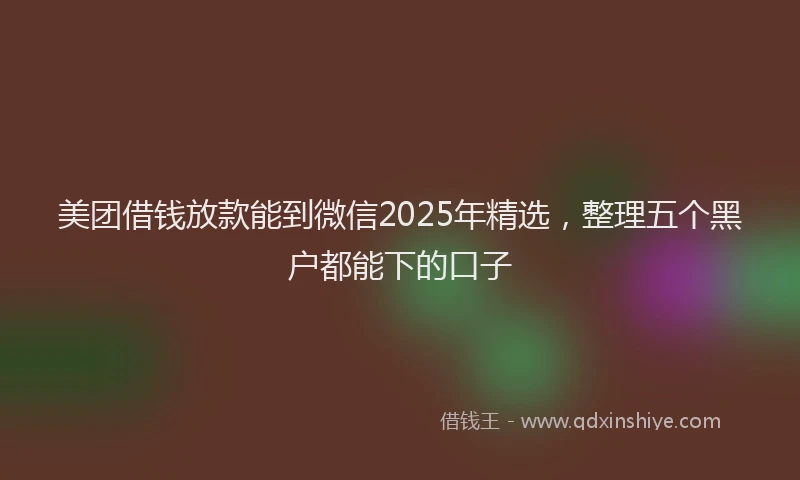 美团借钱放款能到微信2025年精选，整理五个黑户都能下的口子