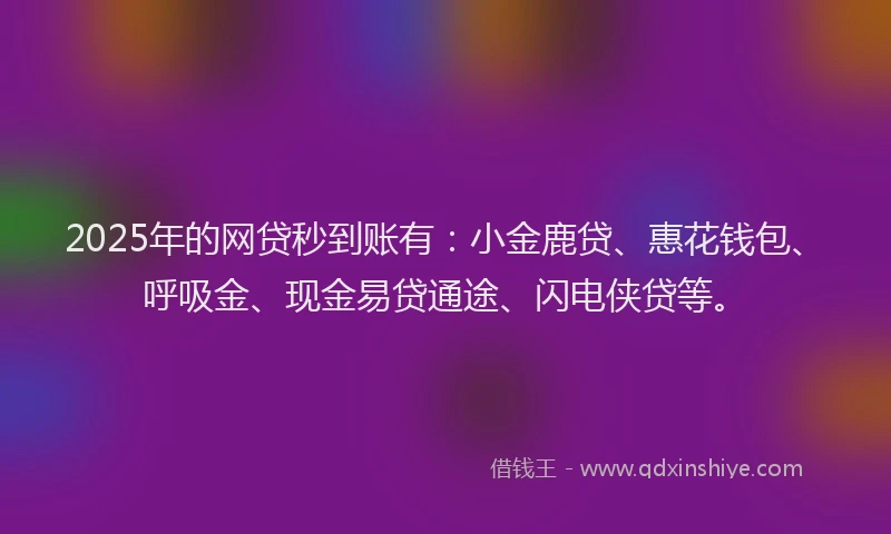 2025年的网贷秒到账有：小金鹿贷、惠花钱包、呼吸金、现金易贷通途、闪电侠贷等。
