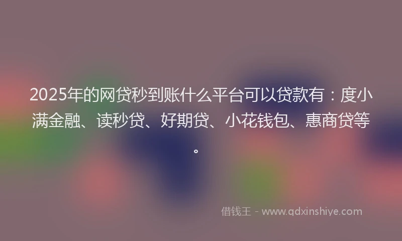 2025年的网贷秒到账什么平台可以贷款有：度小满金融、读秒贷、好期贷、小花钱包、惠商贷等。