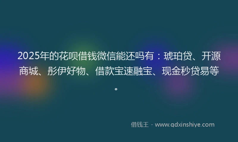 2025年的花呗借钱微信能还吗有：琥珀贷、开源商城、彤伊好物、借款宝速融宝、现金秒贷易等。