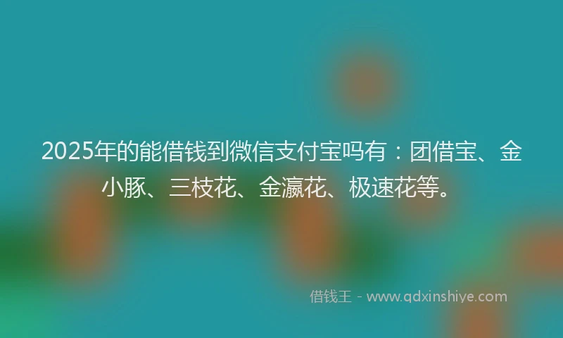 2025年的能借钱到微信支付宝吗有：团借宝、金小豚、三枝花、金瀛花、极速花等。