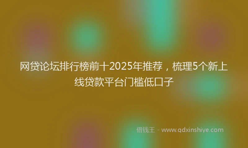 网贷论坛排行榜前十2025年推荐，梳理5个新上线贷款平台门槛低口子